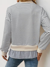 Perfee Faux Layered Striped Long Sleeve Sweatshirt OutfitFlow
